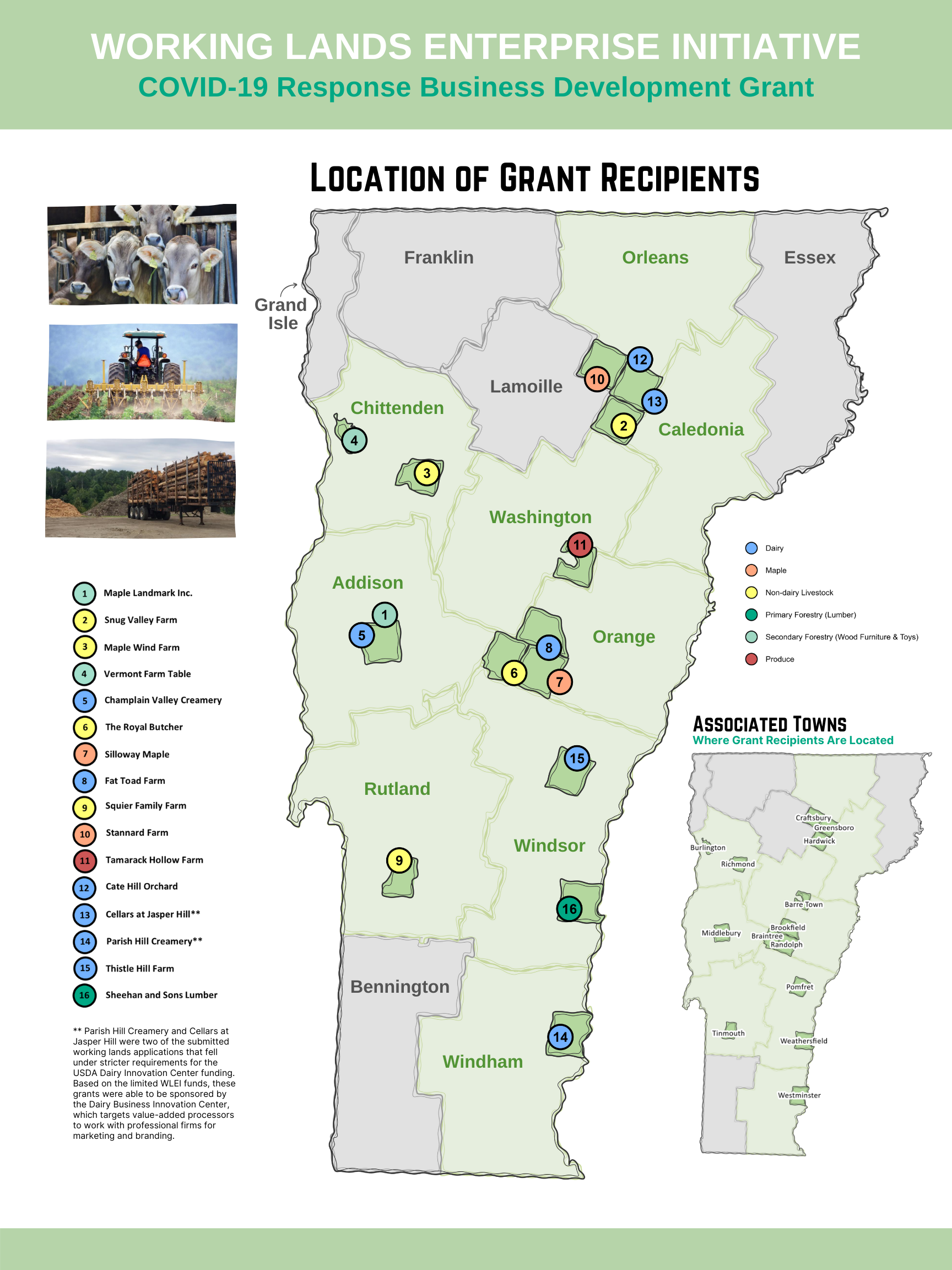 Flyer showing the site map of COVID-19 Response Business Grant recipients